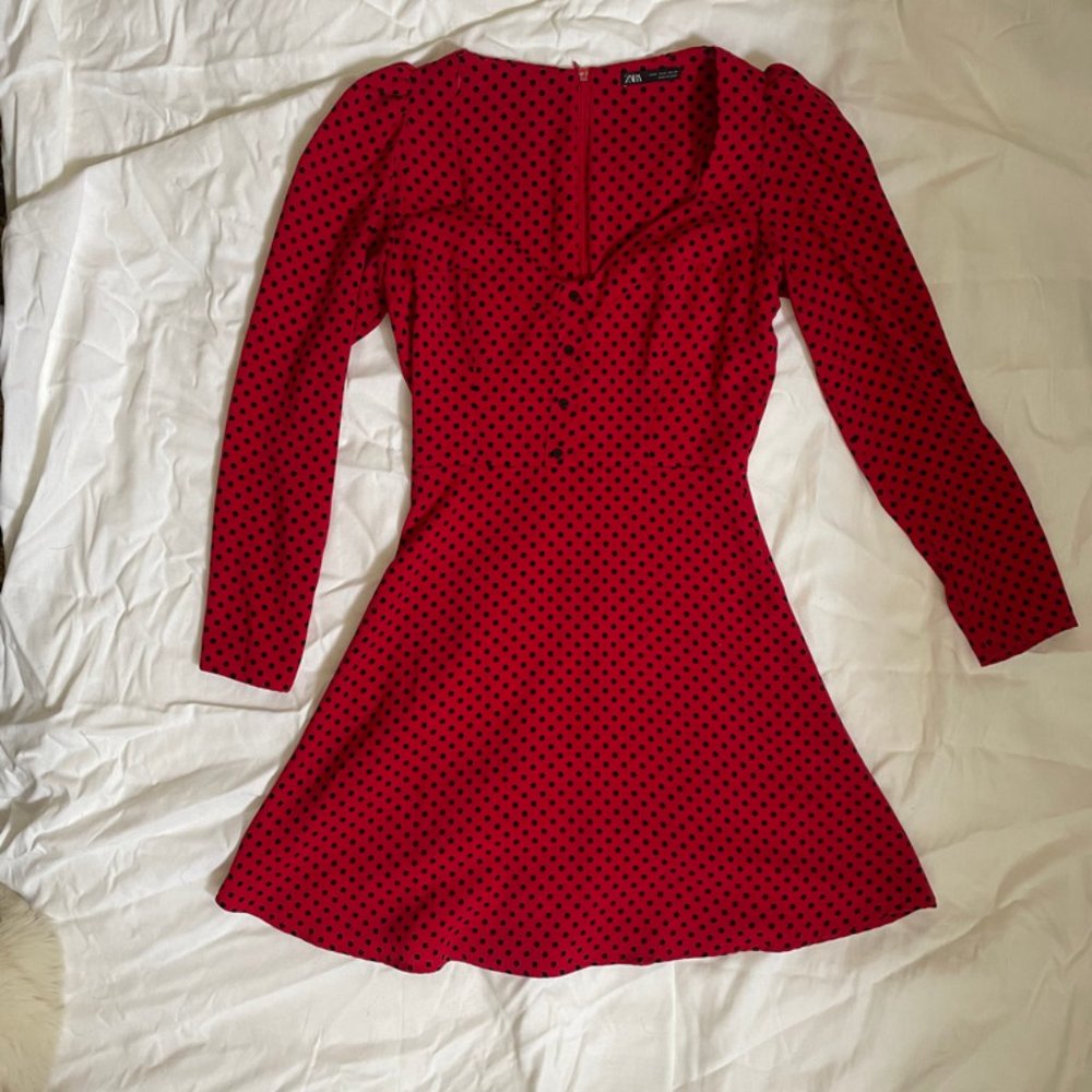 Zara Red Polka Dot Dress